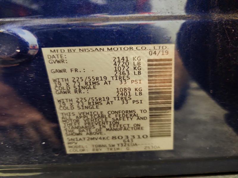 Продаж на аукціоні авто 2019 Nissan Rogue, vin: 5N1AT2MV4KC803310, номер лоту: 63932536