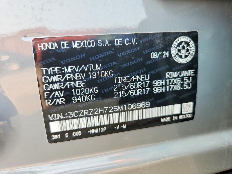 Aukcja sprzedaży 2025 Honda Hr-v, vin: 3CZRZ2H72SM106969, numer aukcji: 64047936