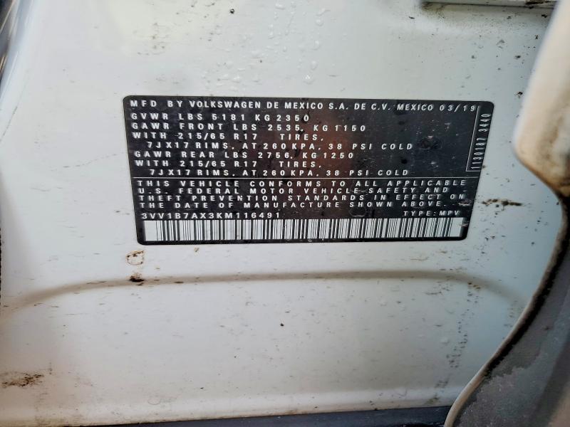 Продаж на аукціоні авто 2019 Volkswagen Tiguan, vin: 3VV1B7AX3KM116491, номер лоту: 65581316