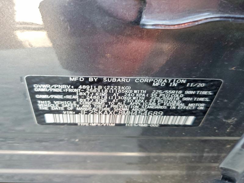 Продаж на аукціоні авто 2021 Subaru Forester, vin: JF2SKAXC8MH454689, номер лоту: 63670776