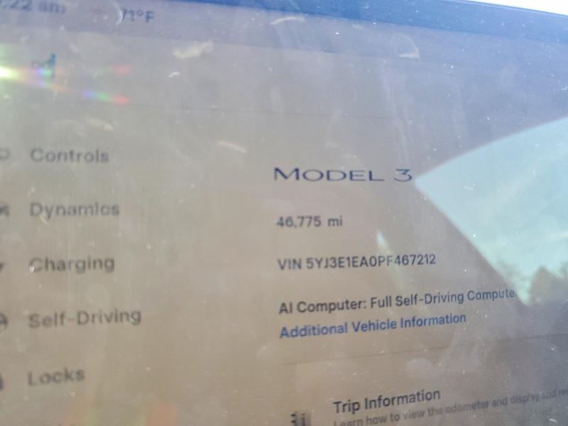 Aukcja sprzedaży 2023 Tesla Model 3, vin: 5YJ3E1EA0PF467212, numer aukcji: 66202806