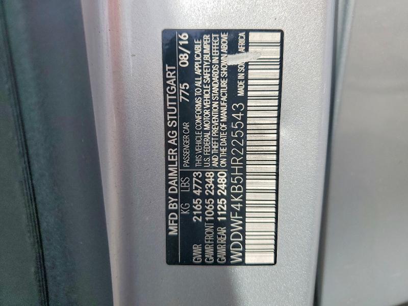 65562556 :رقم المزاد ، WDDWF4KB5HR225543 vin ، 2017 Mercedes-benz C مزاد بيع