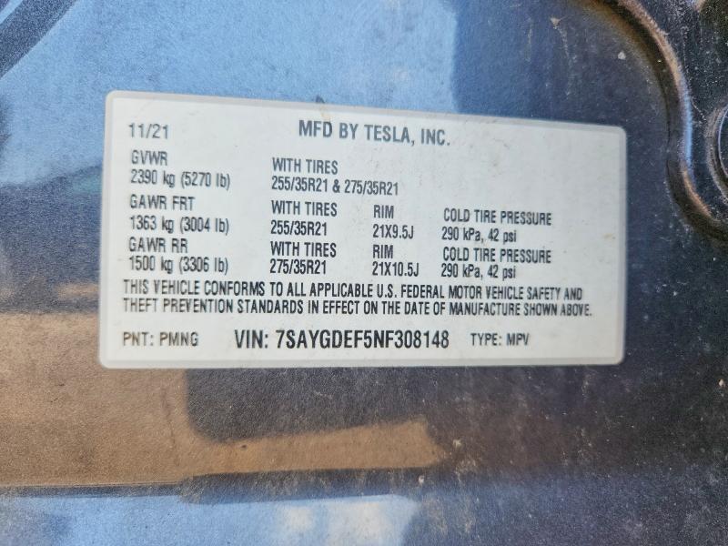 Aukcja sprzedaży 2022 Tesla Model Y, vin: 7SAYGDEF5NF308148, numer aukcji: 63928056