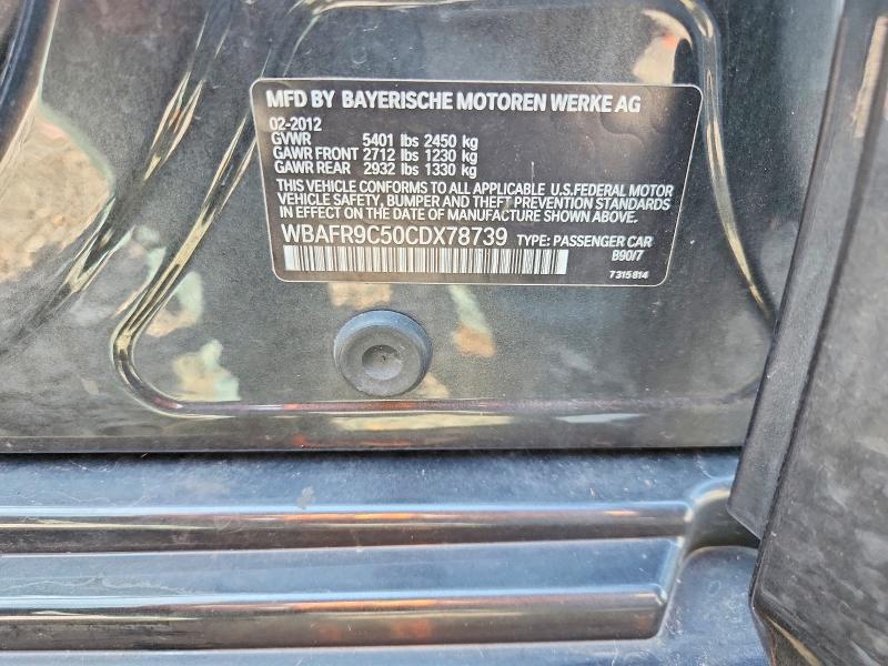 65511366 :رقم المزاد ، WBAFR9C50CDX78739 vin ، 2012 Bmw 550 مزاد بيع