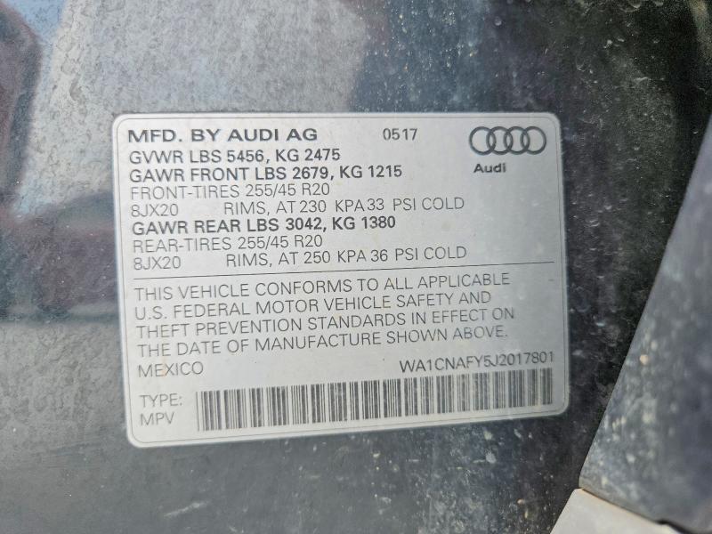 Продаж на аукціоні авто 2018 Audi Q5, vin: WA1CNAFY5J2017801, номер лоту: 65847006