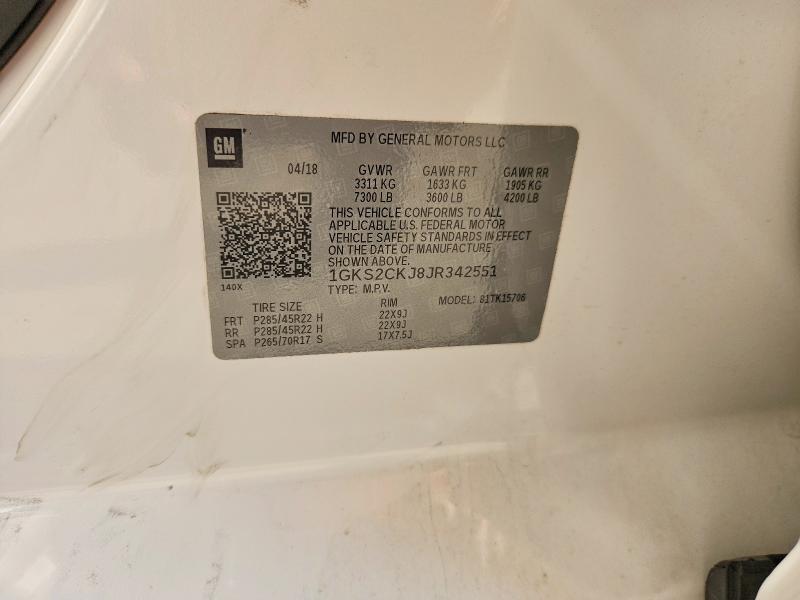 2018 Gmc Yukon მანქანა იყიდება აუქციონზე, vin: 1GKS2CKJ8JR342551, აუქციონის ნომერი: 66007556