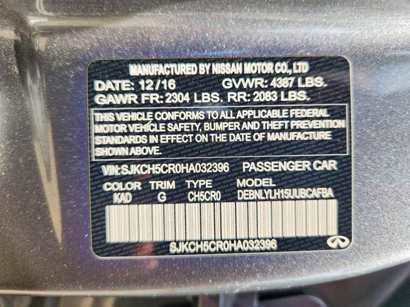 Aukcja sprzedaży 2017 Infiniti Qx30, vin: SJKCH5CR0HA032396, numer aukcji: 67279596