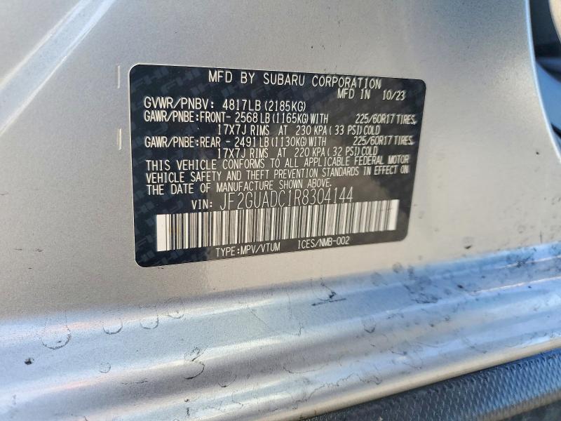 66141316 :رقم المزاد ، JF2GUADC1R8304144 vin ، 2024 Subaru Crosstrek مزاد بيع