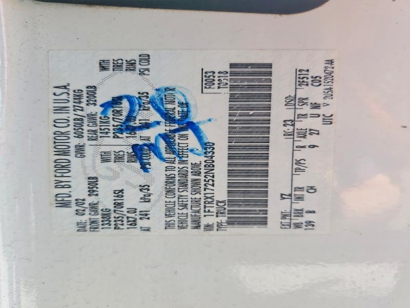 Aukcja sprzedaży 2002 Ford F150, vin: 1FTRX17252NB04330, numer aukcji: 65009486