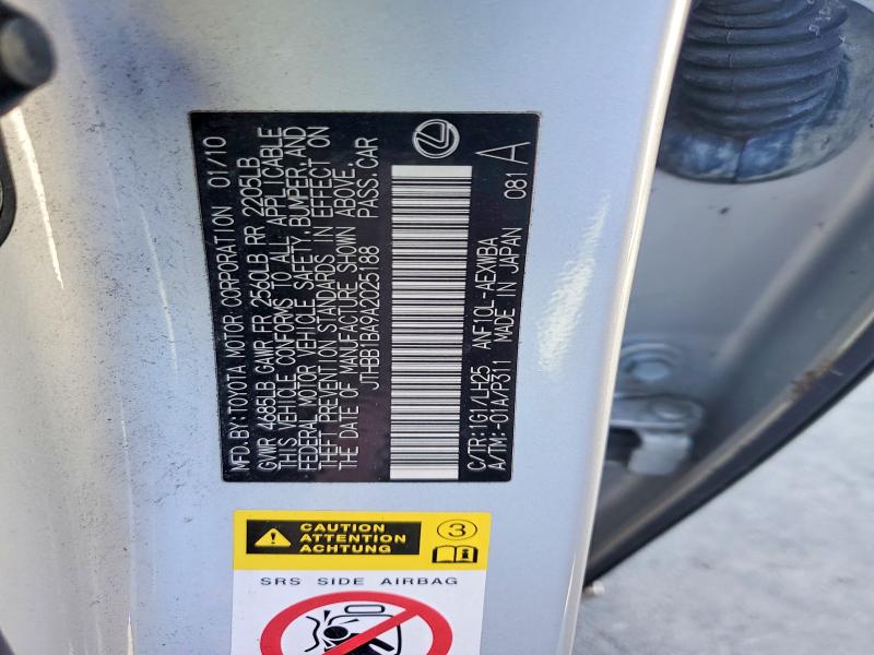 Продаж на аукціоні авто 2010 Lexus Hs, vin: JTHBB1BA9A2025188, номер лоту: 67301266