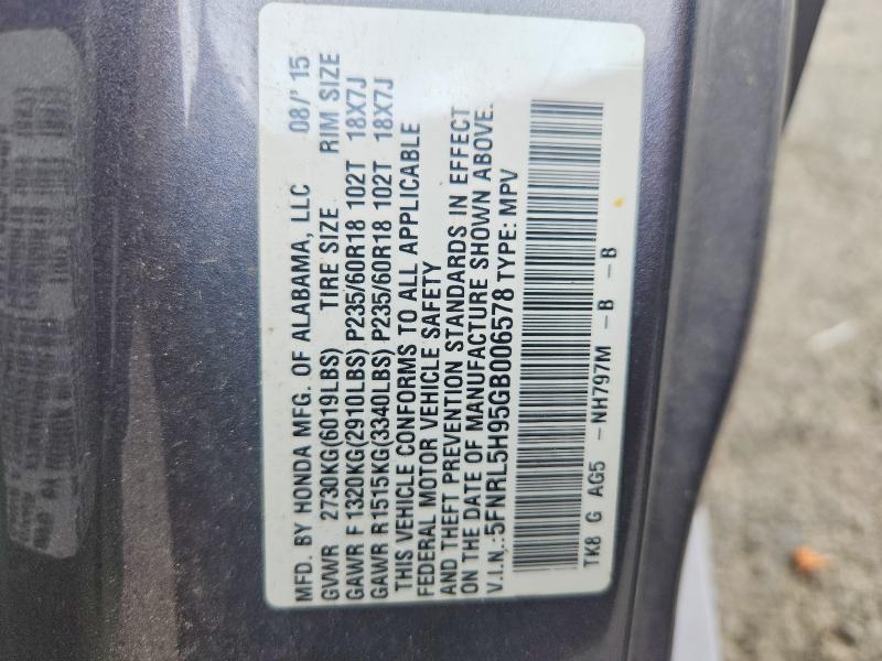 Продажа на аукционе авто 2016 Honda Odyssey, vin: 5FNRL5H95GB006578, номер лота: 61873276