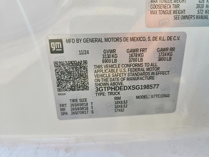 Aukcja sprzedaży 2025 Gmc Sierra, vin: 3GTPHDEDXSG198577, numer aukcji: 62828006