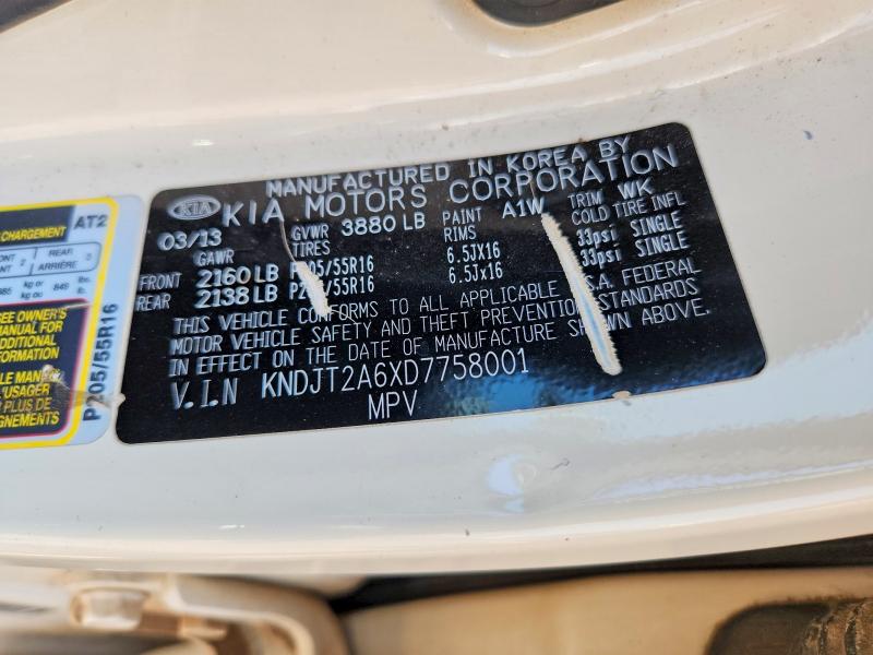 2013 Kia Soul მანქანა იყიდება აუქციონზე, vin: KNDJT2A6XD7758001, აუქციონის ნომერი: 63774526