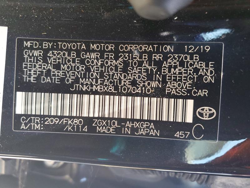 Продаж на аукціоні авто 2020 Toyota C-hr, vin: JTNKHMBX8L1070410, номер лоту: 63723256