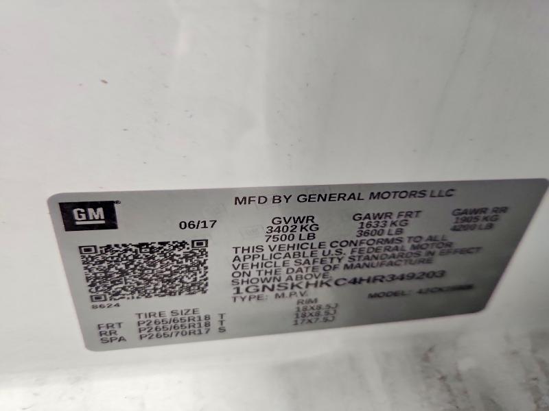 Продажа на аукционе авто 2017 Chevrolet Suburban, vin: 1GNSKHKC4HR349203, номер лота: 65123536