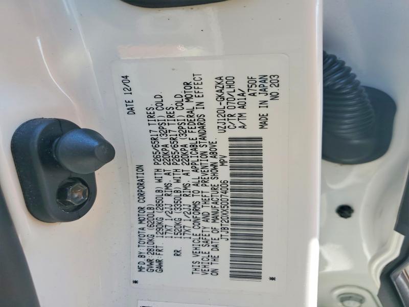 Aukcja sprzedaży 2005 Lexus Gx, vin: JTJBT20XX50074006, numer aukcji: 65231586