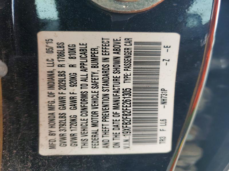 Aukcja sprzedaży 2015 Honda Civic, vin: 19XFB2F82FE261305, numer aukcji: 63947876