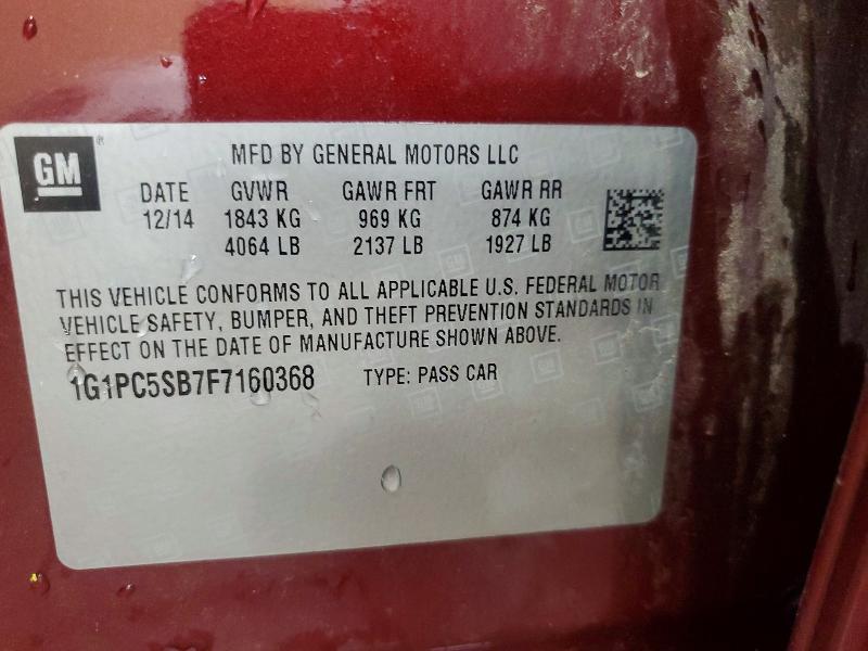 Продаж на аукціоні авто 2015 Chevrolet Cruze, vin: 1G1PC5SB7F7160368, номер лоту: 65201096
