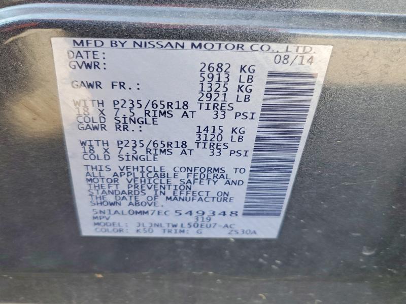 2014 Infiniti Qx60 მანქანა იყიდება აუქციონზე, vin: 5N1AL0MM7EC549348, აუქციონის ნომერი: 67399496