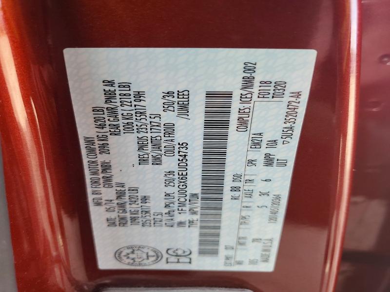 65354936 :رقم المزاد ، 1FMCU0GX6EUD54735 vin ، 2014 Ford Escape مزاد بيع