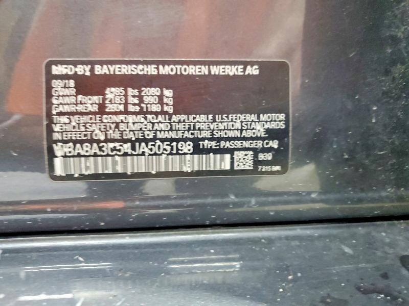 64803626 :رقم المزاد ، WBA8A3C54JA505198 vin ، 2018 Bmw 320 مزاد بيع