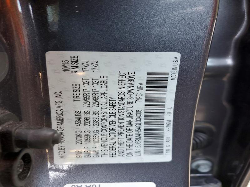 64459136 :رقم المزاد ، 5J6RM4H54GL004008 vin ، 2016 Honda Cr-v مزاد بيع