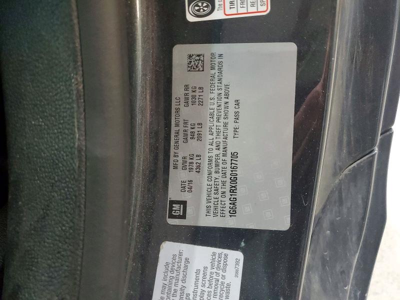 65307976 :رقم المزاد ، 1G6AG1RX0G0167705 vin ، 2016 Cadillac Ats مزاد بيع