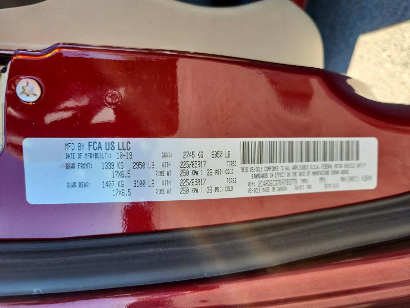 Aukcja sprzedaży 2019 Dodge Grand Caravan, vin: 2C4RDGCG7KR783775, numer aukcji: 63889836
