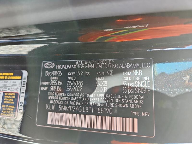 Продажа на аукционе авто 2026 Hyundai Santa Fe, vin: 5NMP24GL8TH188190, номер лота: 64777926