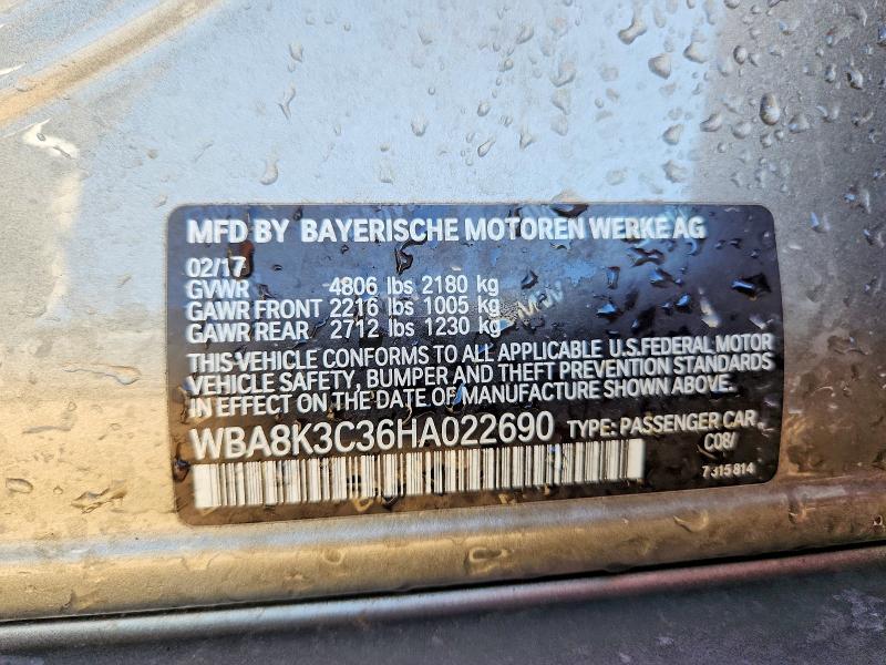 Aukcja sprzedaży 2017 Bmw 330, vin: WBA8K3C36HA022690, numer aukcji: 66655916