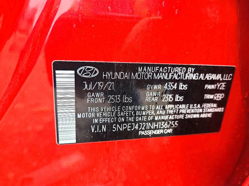Aukcja sprzedaży 2022 Hyundai Sonata, vin: 5NPEJ4J21NH136755, numer aukcji: 64766016