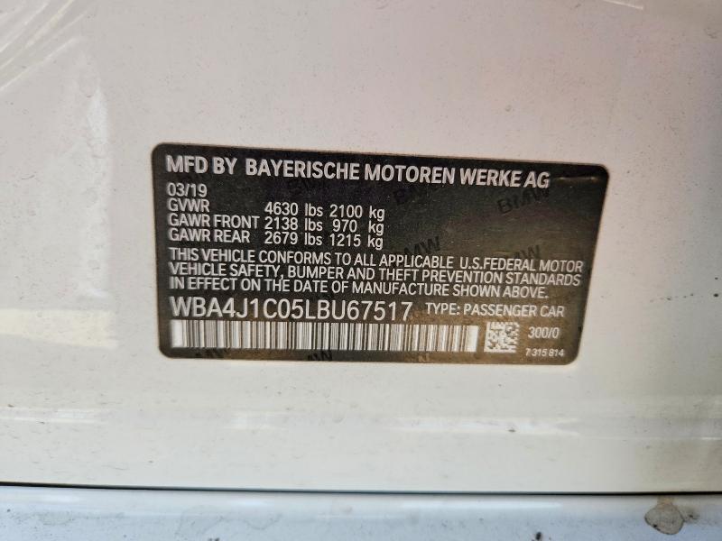Aukcja sprzedaży 2020 Bmw 430i, vin: WBA4J1C05LBU67517, numer aukcji: 62688586