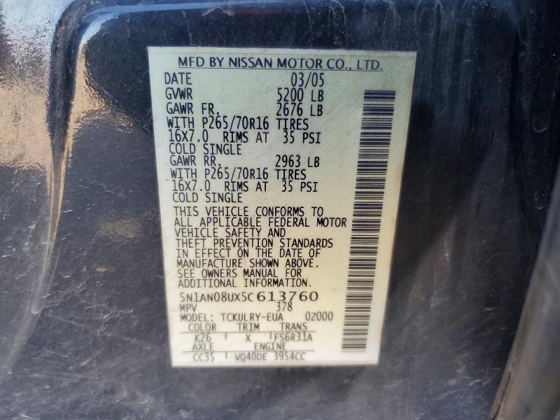 Aukcja sprzedaży 2005 Nissan Xterra, vin: 5N1AN08UX5C613760, numer aukcji: 65565786