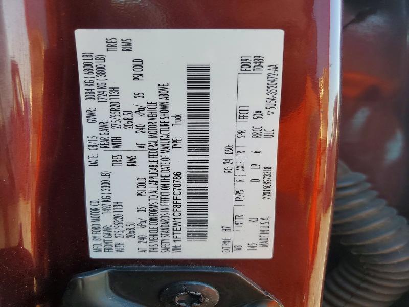 2015 Ford F150 მანქანა იყიდება აუქციონზე, vin: 1FTEW1CF8FFC70786, აუქციონის ნომერი: 65234876