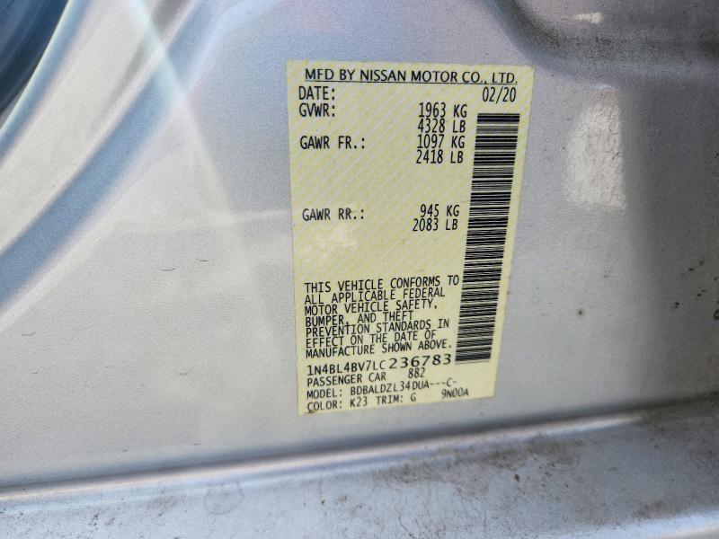 Aukcja sprzedaży 2020 Nissan Altima, vin: 1N4BL4BV7LC236783, numer aukcji: 64293446