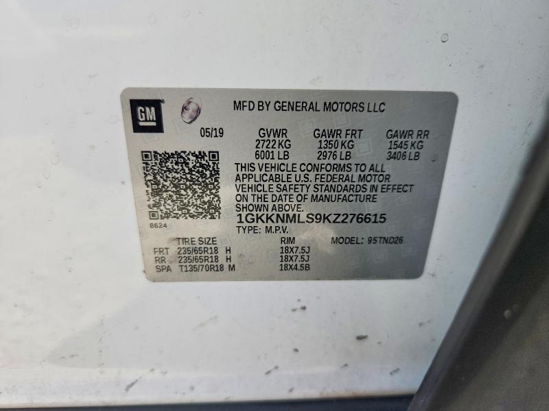 Aukcja sprzedaży 2019 Gmc Acadia, vin: 1GKKNMLS9KZ276615, numer aukcji: 65747716