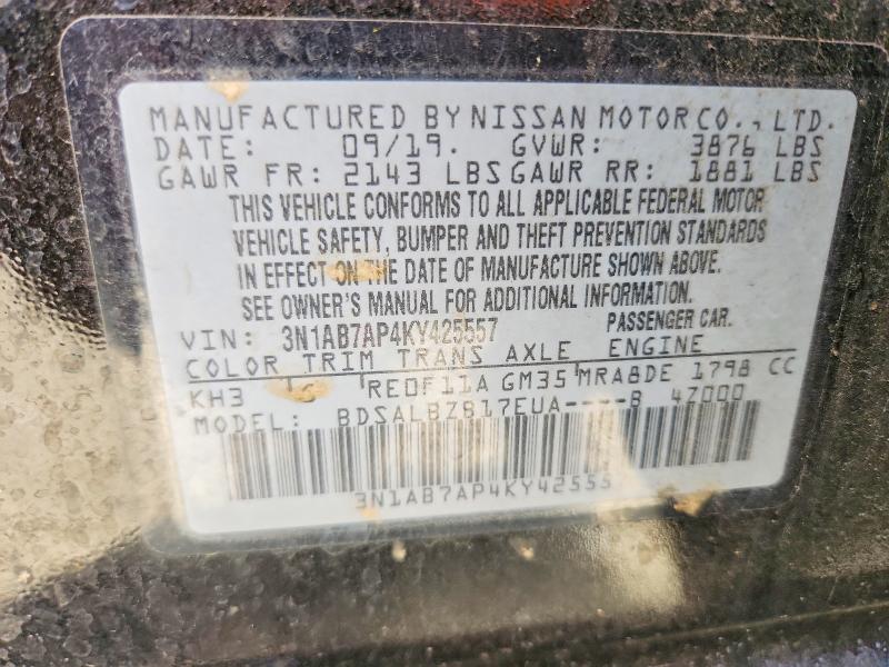 Auction sale of the 2019 Nissan Sentra, vin: 3N1AB7AP4KY425557, lot number: 66250446