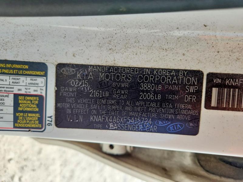 64063426 :رقم المزاد ، KNAFX4A6XF5415724 vin ، 2015 Kia Forte مزاد بيع