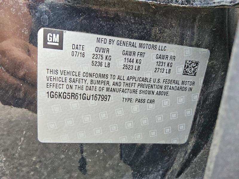2016 Cadillac Ct6 მანქანა იყიდება აუქციონზე, vin: 1G6KG5R61GU167997, აუქციონის ნომერი: 65725776