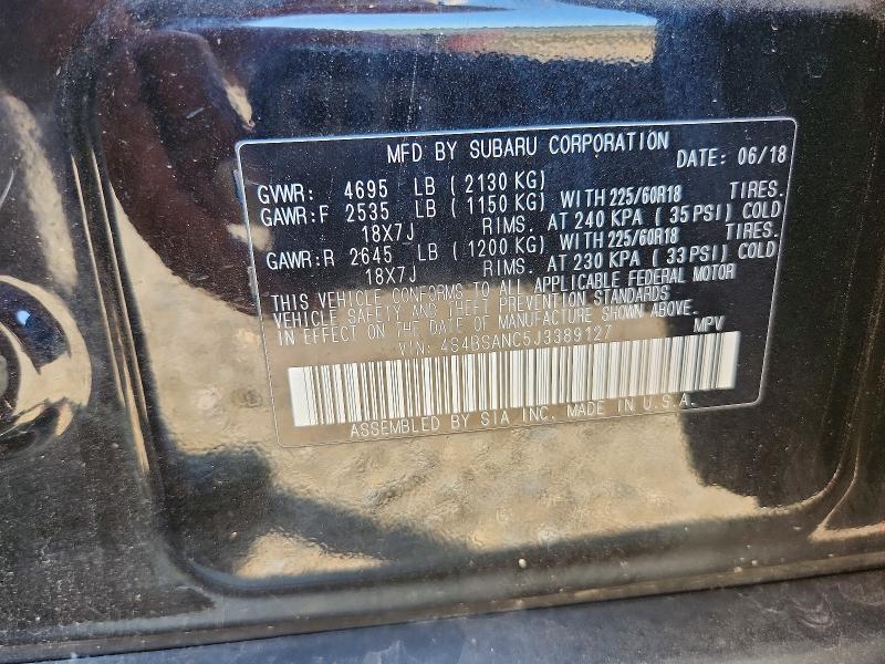 65802876 :رقم المزاد ، 4S4BSANC5J3389127 vin ، 2018 Subaru Outback مزاد بيع