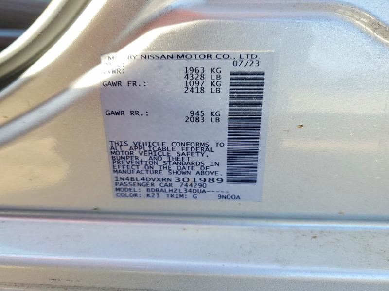 2024 Nissan Altima მანქანა იყიდება აუქციონზე, vin: 1N4BL4DVXRN301989, აუქციონის ნომერი: 64914256