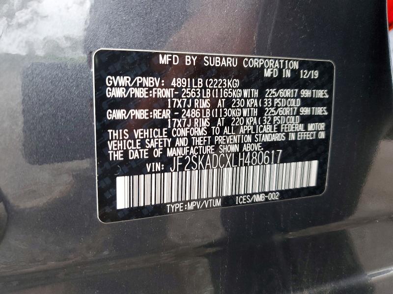 65082256 :رقم المزاد ، JF2SKADCXLH480617 vin ، 2020 Subaru Forester مزاد بيع