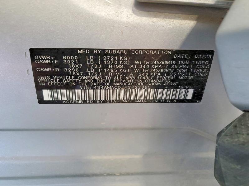 62845156 :رقم المزاد ، 4S4WMACD4P3423865 vin ، 2023 Subaru Ascent مزاد بيع