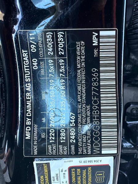 64304546 :رقم المزاد ، WDCGG8HB9CF778369 vin ، 2012 Mercedes-benz Glk مزاد بيع