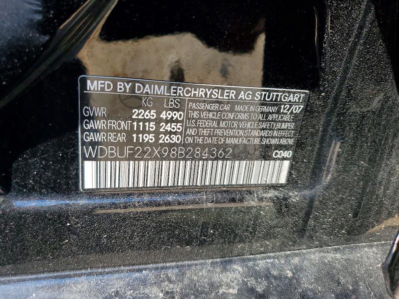 Aukcja sprzedaży 2008 Mercedes-benz E, vin: WDBUF22X98B284362, numer aukcji: 63932276