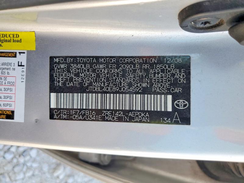 66740436 :رقم المزاد ، JTDBL40E89J054592 vin ، 2009 Toyota Corolla مزاد بيع