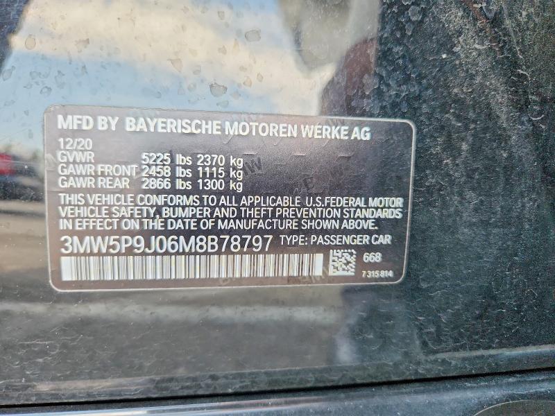 63909966 :رقم المزاد ، 3MW5P9J06M8B78797 vin ، 2021 Bmw 330xe مزاد بيع