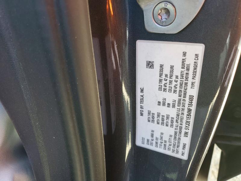 Продаж на аукціоні авто 2022 Tesla Model 3, vin: 5YJ3E1EB4NF184480, номер лоту: 63872486