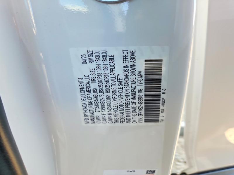 2025 Honda Pilot მანქანა იყიდება აუქციონზე, vin: 5FNYG2H49SB031799, აუქციონის ნომერი: 65216136