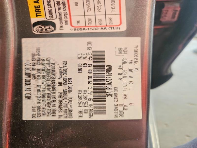 66215016 :رقم المزاد ، 3FAHP0JA5CR169060 vin ، 2012 Ford Fusion مزاد بيع